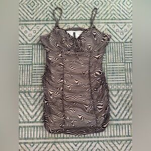 DIVIDED Zebra Print Strappy Mini Dress XL Clubwear Stretch Chiffon Lined VGUC